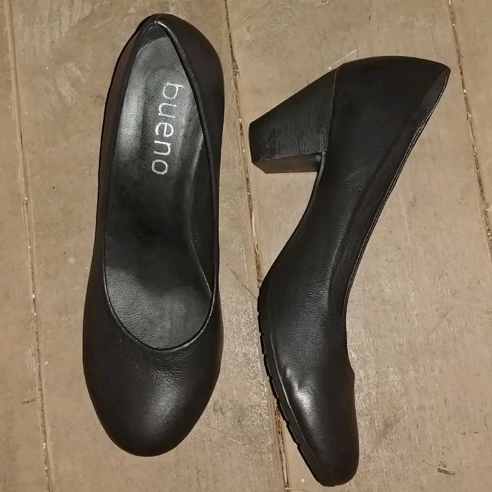 Bueno Black Block Heeled Shoes